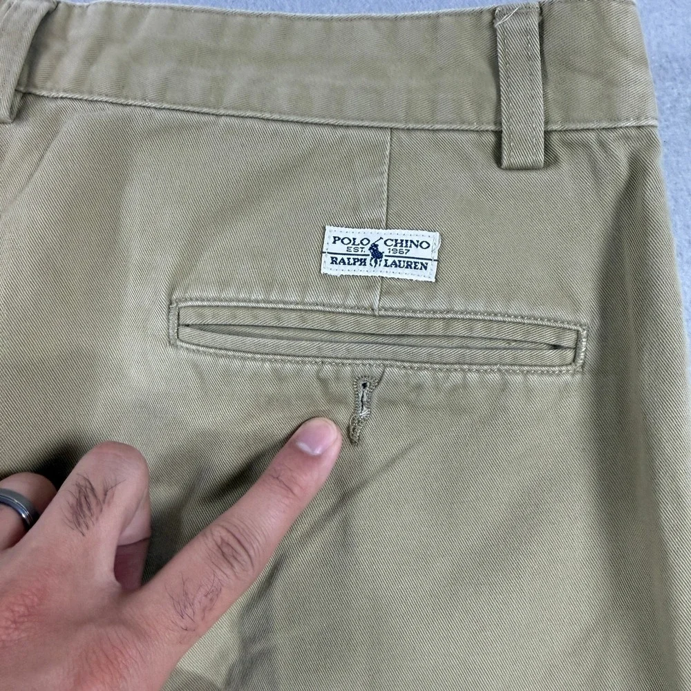 Polo Ralph Lauren Hammond Pant Men 33x32 Tan Pleated Chino Cotton Casual Classic